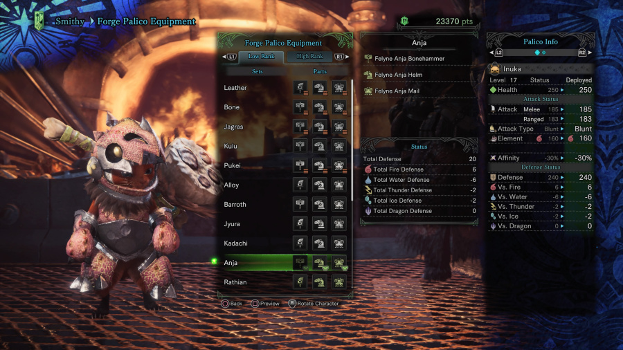 Monster Hunter World Palico Equipment All High and Low Rank Armor