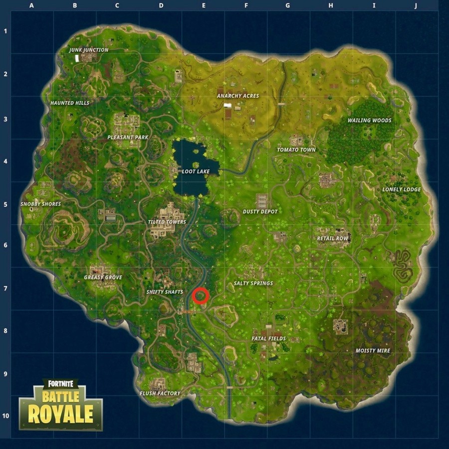 Fortnite: Search Between a Metal Bridge, Three Billboards, and a Crashed Bus Location
