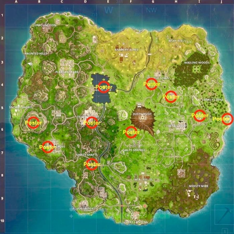 Fortnite Carbide and Omega Poster Locations List and Map ...
