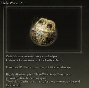 Elden Ring: All Crafting Recipes - Throwing Pots - Holy Water Pot