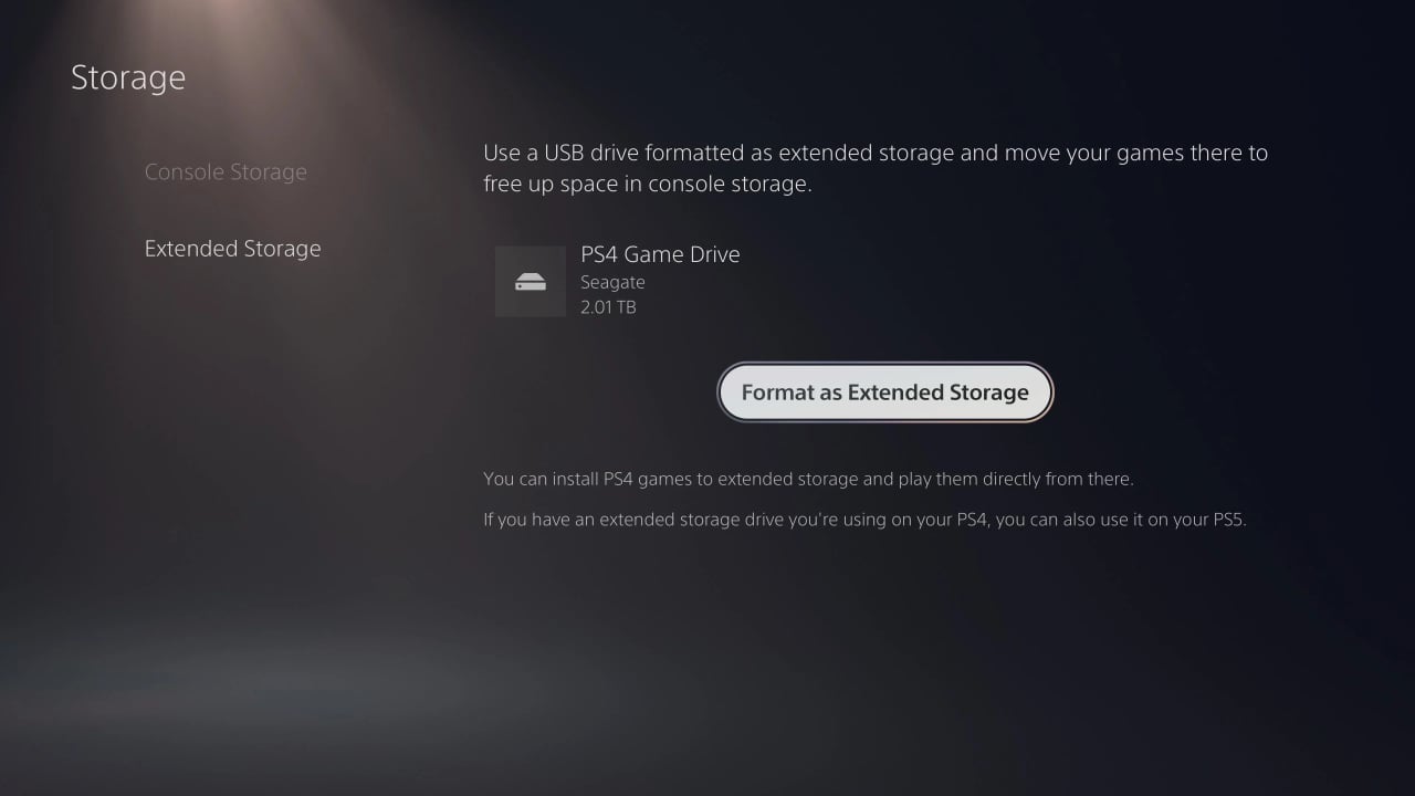 Move ps4 game store to external storage