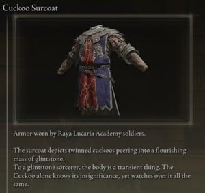 Elden Ring: All Individual Armour Pieces - Cuckoo Surcoat