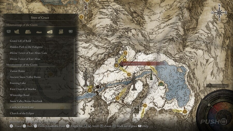 Elden Ring: All Site of Grace Locations - Mountaintops of the Giants - Castle Sol Main Gate