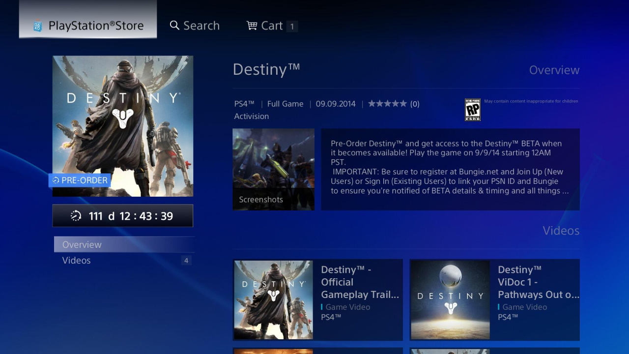 PS4 Destiny Appears to Sony's New Pre-Load | Push Square