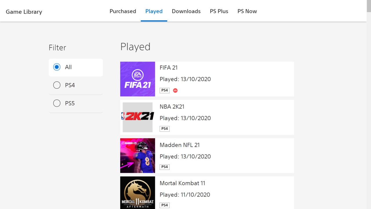 PlayStation Website Launches New Library Page for Your PS5, PS4 Games