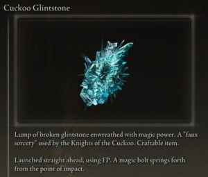 Elden Ring: All Crafting Recipes - Consumables - Cuckoo Glintstone