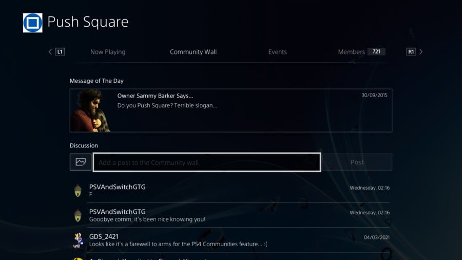 PS4 PlayStation 4 Communities