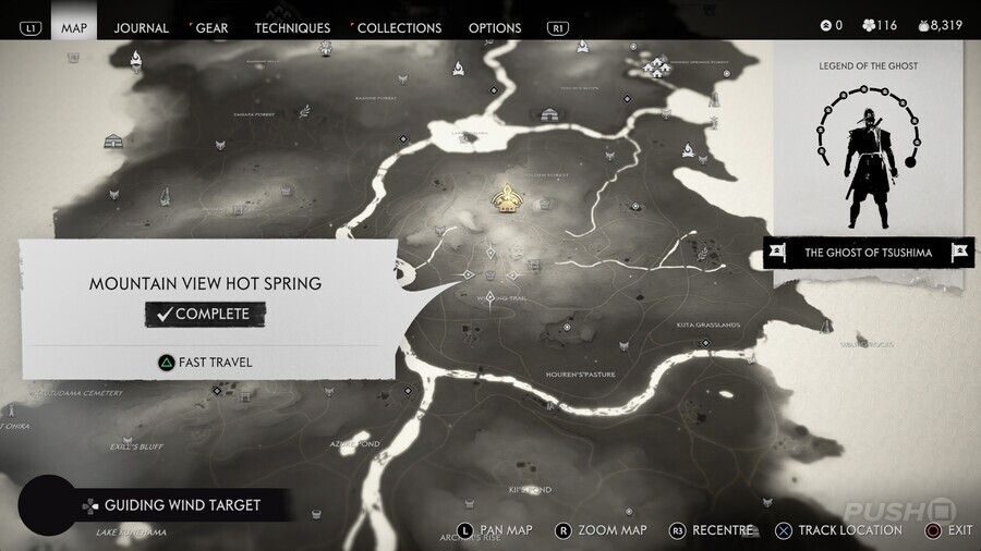 ghost of tsushima all hot springs map