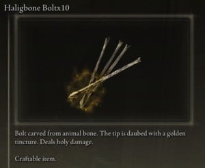 Elden Ring: All Crafting Recipes - Arrows/Bolts - Haligbone Bolt x10