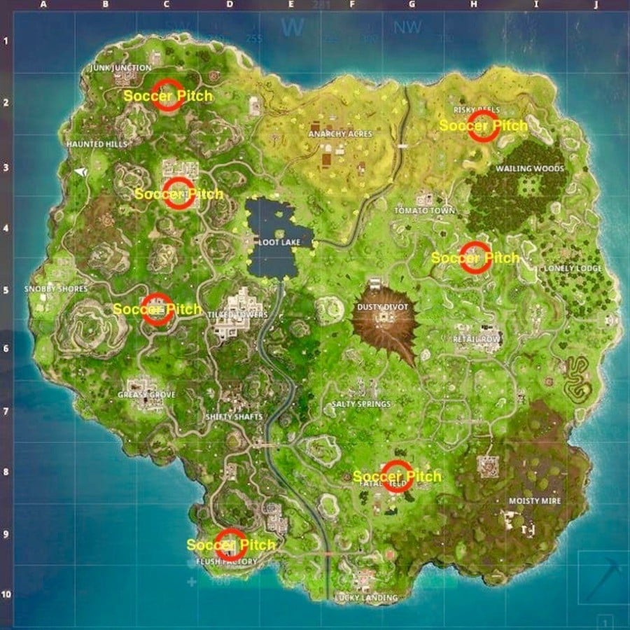 Fortnite All Pitch Locations Fortnite Soccer Pitch Locations Where To Score On Five Different Soccer Pitches Guide Push Square