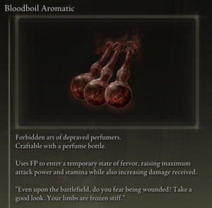 Elden Ring: All Crafting Recipes - Perfume Arts - Bloodboil Aromatic