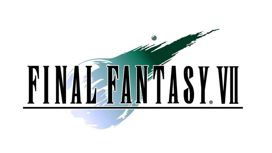 What weapon is featured on the Final Fantasy VII main menu screen?