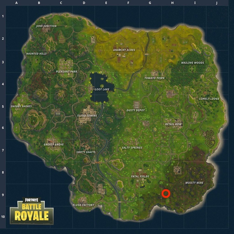Fortnite: Where to Search Between a Vehicle Tower, Rock Sculpture, and Circle of Hedges 2