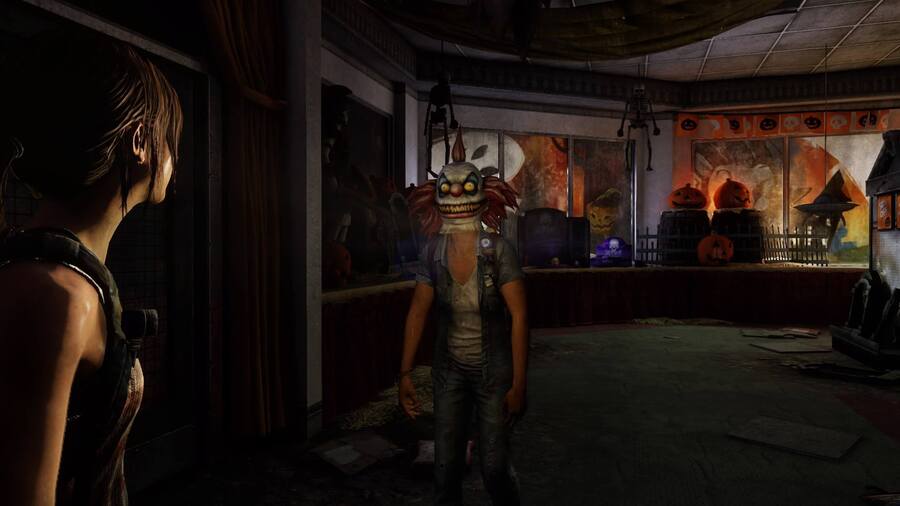 In the Left Behind DLC, what does Riley hide inside in the Halloween store?