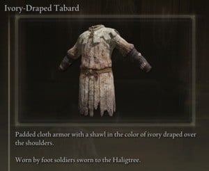 Elden Ring: All Individual Armour Pieces - Ivory-Draped Tabard