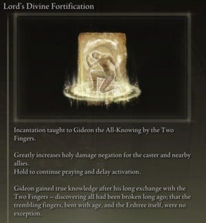 Elden Ring: Support Incantations - Lord's Divine Fortification