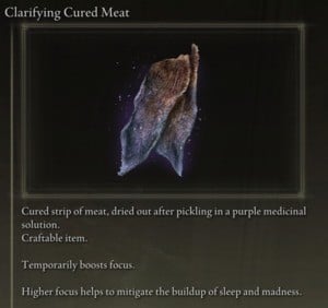 Elden Ring: All Crafting Recipes - Consumables - Clarifying Cured Meat