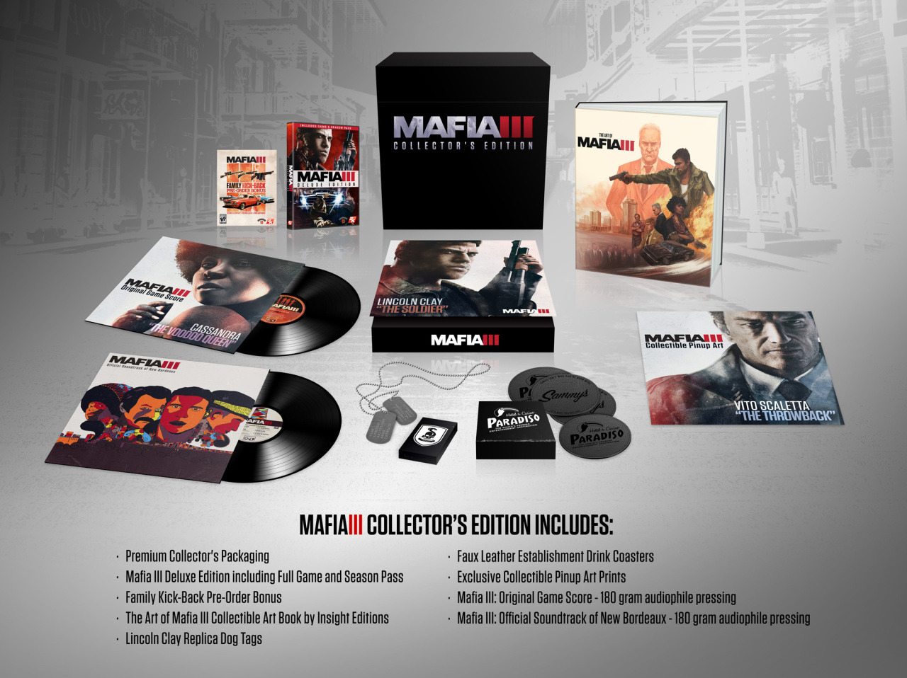 Mafia III's $150 PS4 Collector's Edition Includes Vinyl Records, Drinks  Coasters