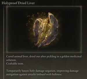 Elden Ring: All Crafting Recipes - Consumables - Holyproof Dried Liver