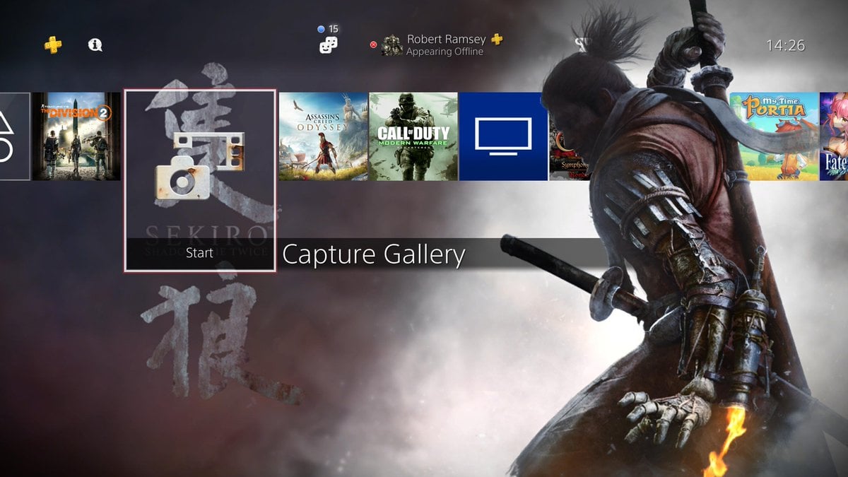 There's a Moody Sekiro Dynamic Theme Free to Download on PS4