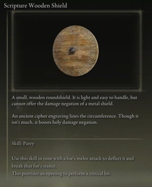 Elden Ring: Small Shields - Scripture Wooden Shield