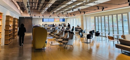 An on-site coffee shop inside Pearl Abyss' office