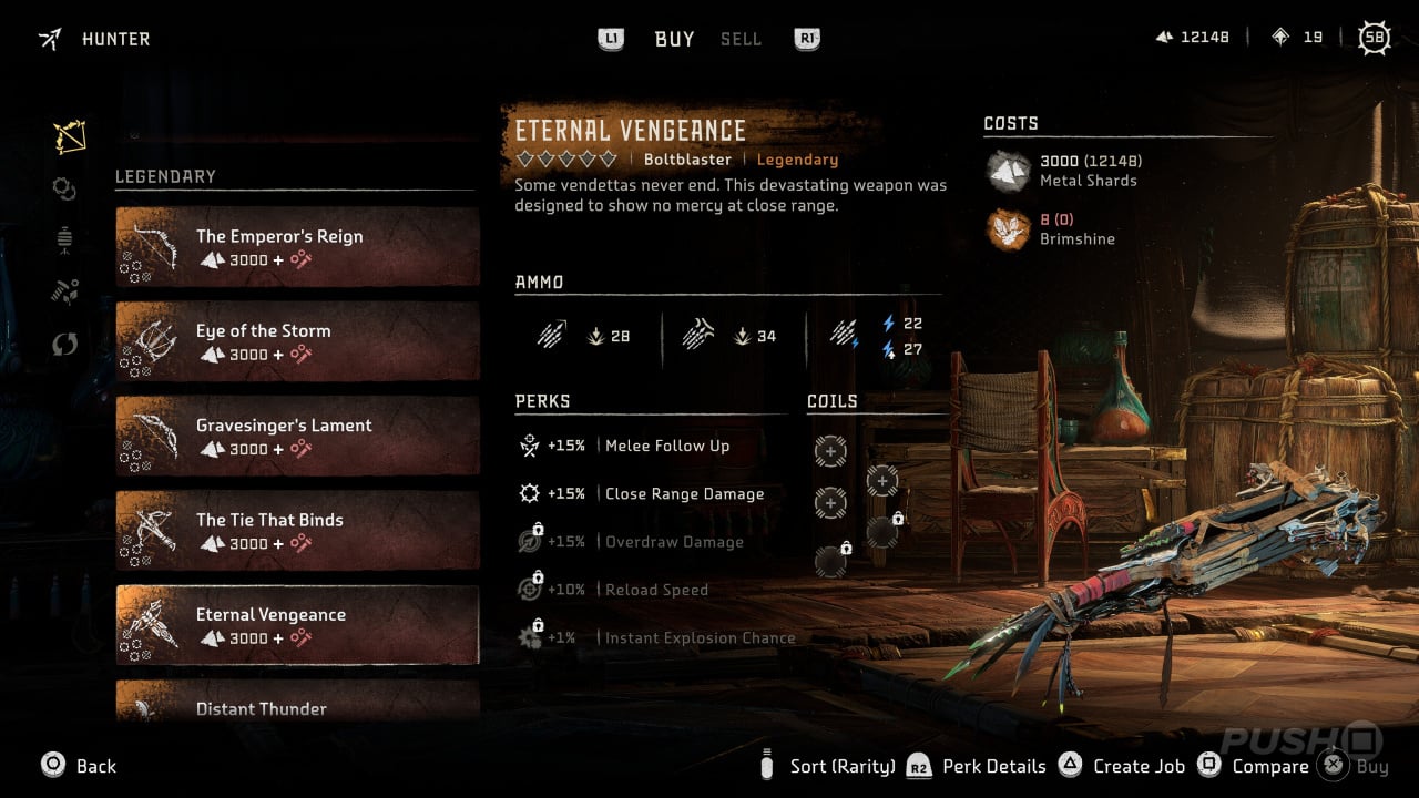 Horizon Forbidden West - The Skykiller Spike Thrower Stats, Mods