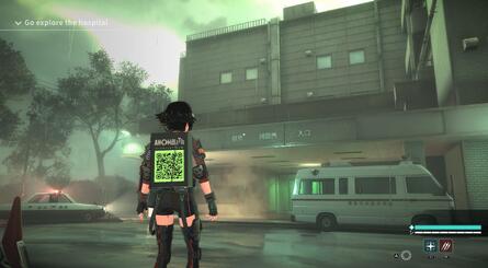 The QR code on her backpack takes you to the Steam wishlist page, which is pretty funny