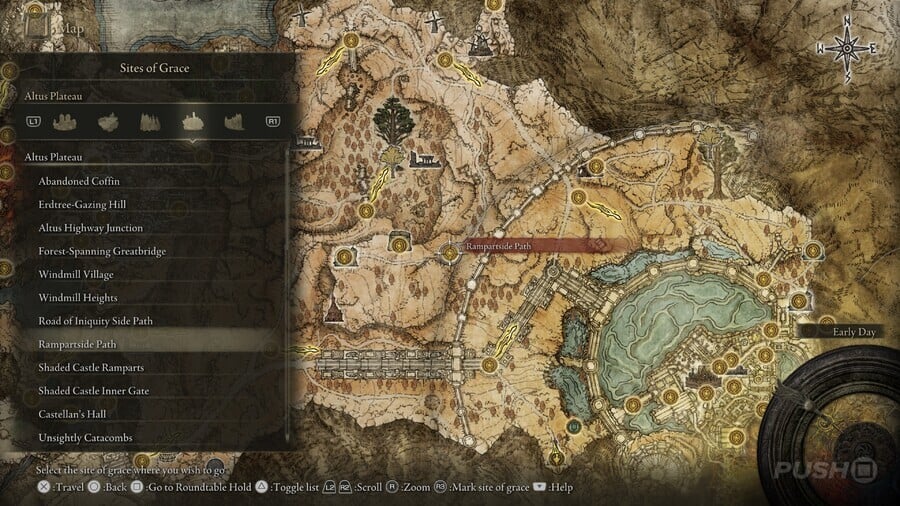 Elden Ring: All Site of Grace Locations - Altus Plateau - Rampartside Path