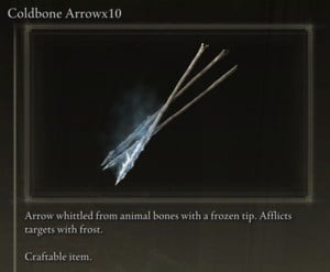 Elden Ring: All Crafting Recipes - Arrows/Bolts - Coldbone Arrow x10