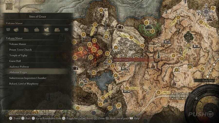 Elden Ring: All Site of Grace Locations - Volcano Manor - Abductor Virgin