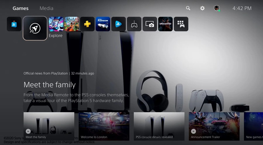 What territory is the Explore tab exclusive to when the PS5 launches?