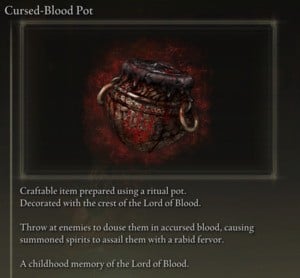 Elden Ring: All Crafting Recipes - Throwing Pots - Cursed-Blood Pot