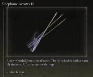 Elden Ring: All Crafting Recipes - Arrows/Bolts - Sleepbone Arrow x10