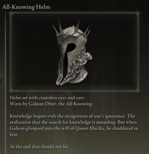 Elden Ring: All Full Armor 세트 - All-Knowing 세트 - All-Knowing Helm