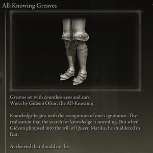 Elden Ring: All Full Armor 세트 - All-Knowing 세트 - All-Knowing Greaves