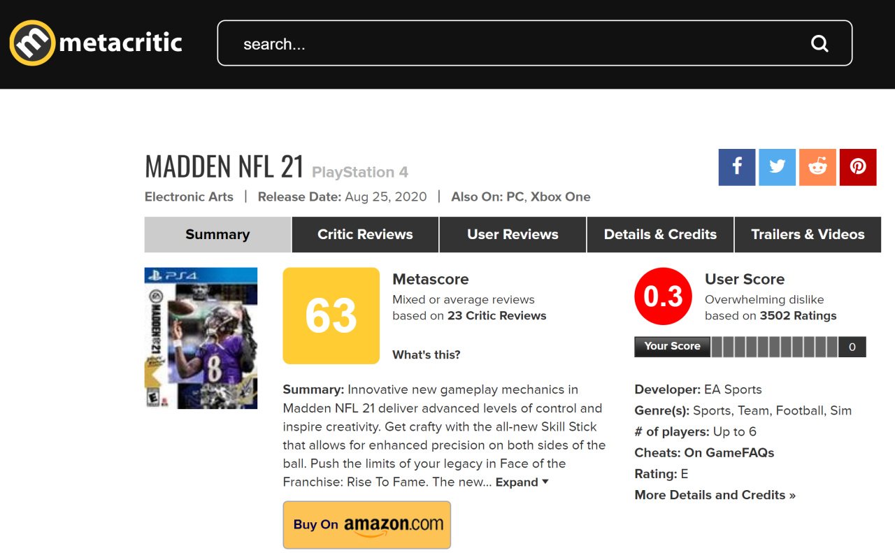 Madden NFL 18 - Metacritic