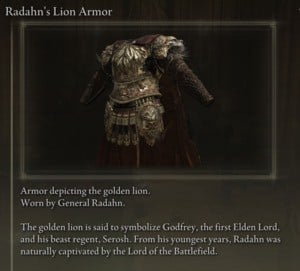 Elden Ring: 모든 풀 아머 세트 - 라단의 세트 - 라단의 사자 갑옷