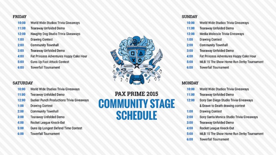 PAX Prime PS4 Schedule