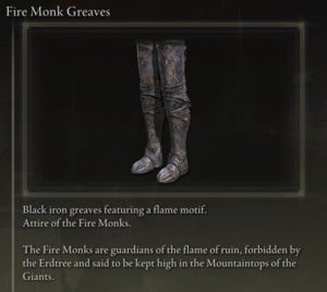 Elden Ring: All Full Armour Sets - Fire Monk Set - Fire Monk Greaves