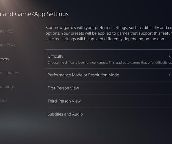 PS5 PlayStation 5 Review Game Presets 3