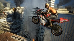 Motor Bikes. Collapsing Buildings. Dudebro Character Models. Awesome.