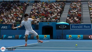 Andy Murray winds up a forehand return at the Australian Open.