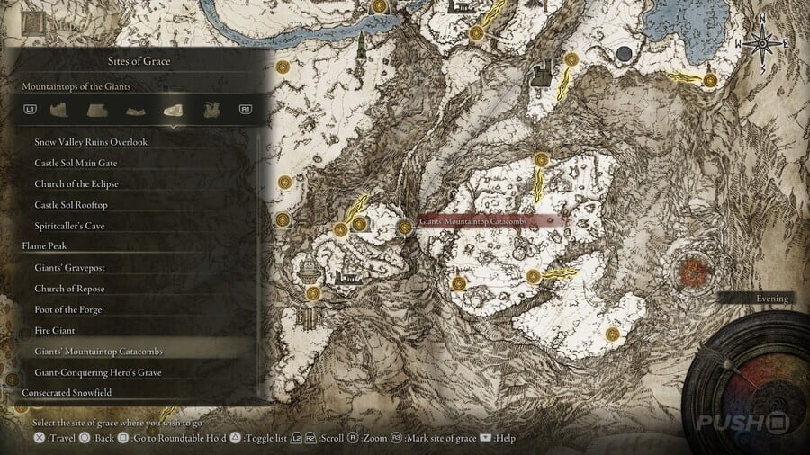 Elden Ring: All Site of Grace Locations - Flame Peak - Giants' Mountaintop Catacombs