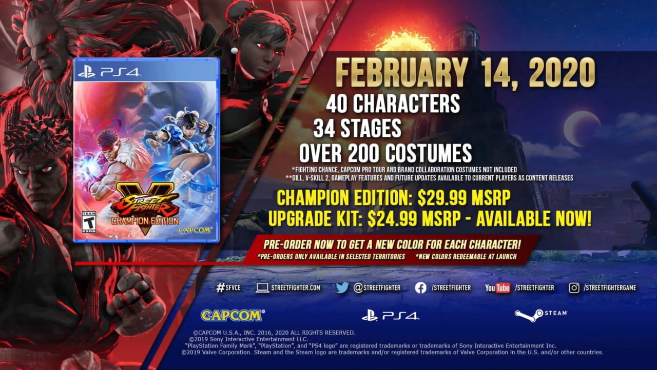 Street Fighter V: Champion Edition Announced for PS4, Bundles Everything  Together in 2020