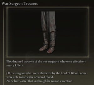 Elden Ring: All Full Armour Sets - War Surgeon Set - War Surgeon Trousers