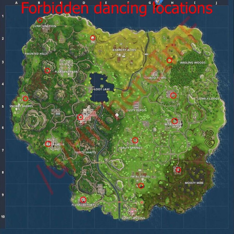 Fortnite: Forbidden Dance Locations 2