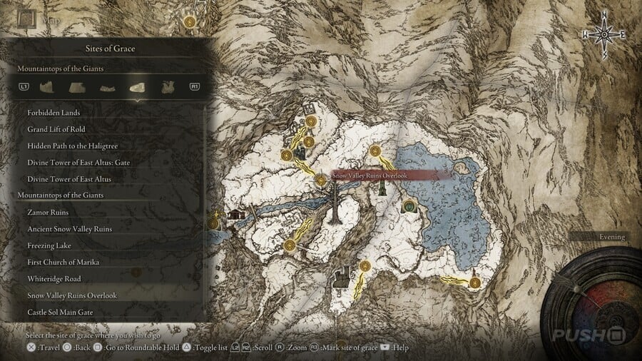 Elden Ring: All Site of Grace Locations - Mountaintops of the Giants - Snow Valley Ruins Overlook