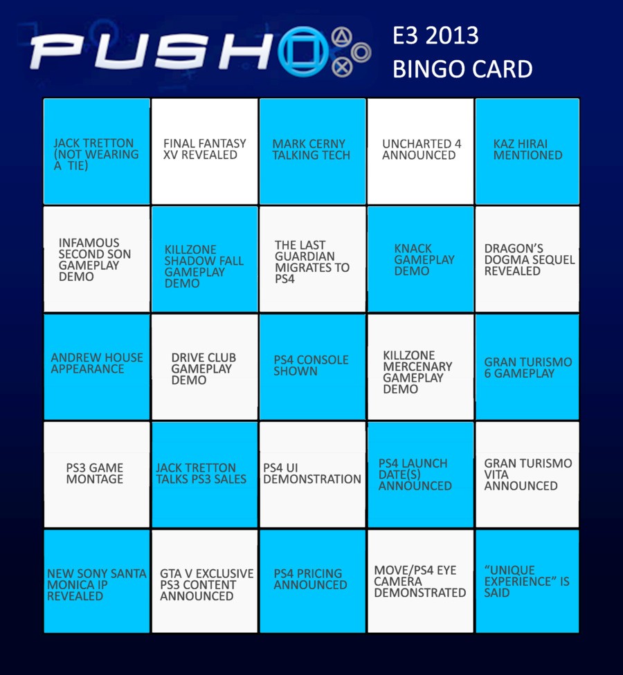 PlayStation Bingo Card 1