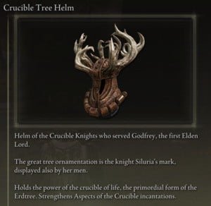 Elden Ring: 전체 갑옷 세트 - 도가니 나무 세트 - 도가니 나무 투구
